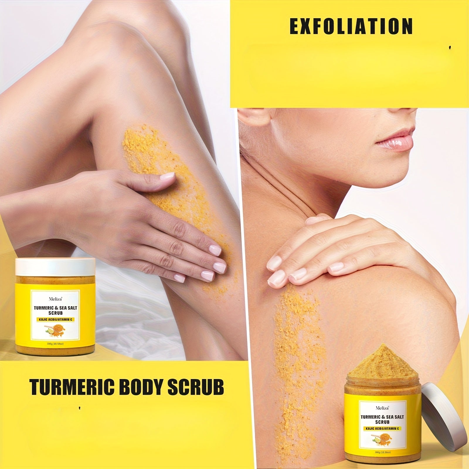 300g Turmeric Honey Body Scrub VC Body Scrub Cleanses Light Beige with Sea Salt Exfoliation, Suitable for All Light Beige Types - Essential Gift for Mom, Family, Wife, and Friends
